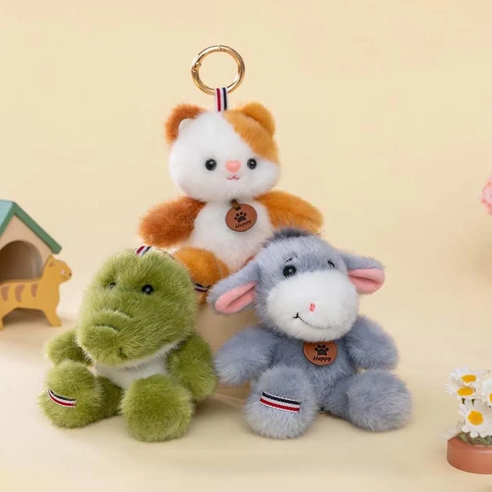 Fashion Cartoon Plush Animal Key Ring Bee Polyester Cat Dog Pendant Donkey Soft Monkey Key Chain Bag Charm