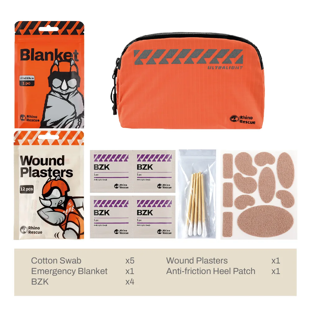 RHINO RESCUE Kit di pronto soccorso leggero portatile da esterno - Impermeabile e resistente all\'usura per escursioni, viaggi e uso di emergenza