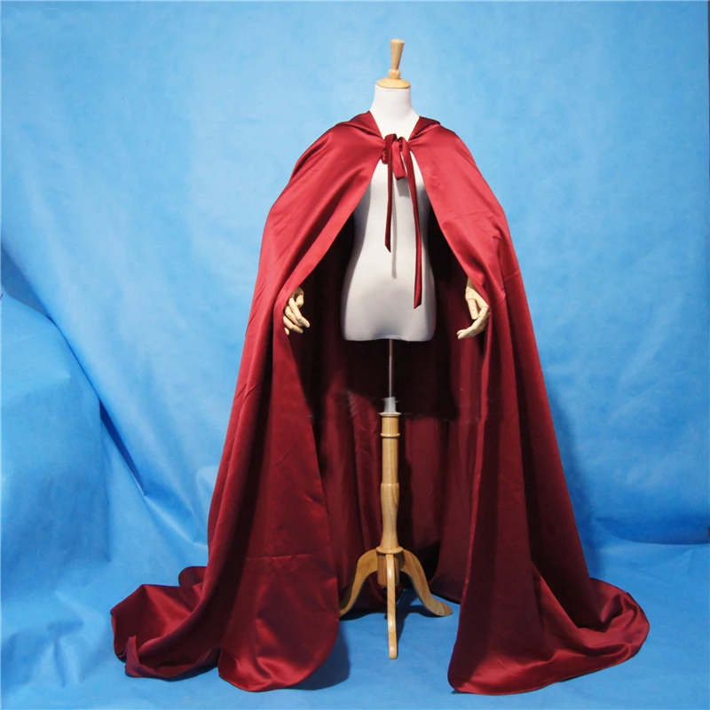 ยาวงานแต่งงาน Cape เจ้าสาวเสื้อคลุมซาติน Hooded Cape Shawl Coat เครื่องแต่งกาย COSPLAY PARTY Wrap สีที่กําหนดเอง