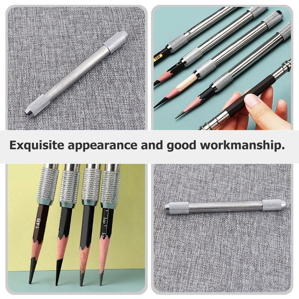 

4pcs Pencil Extender Colored Lengthener Metal Pencil Extender for Short Pencils Drawing Tool Art Supply Sketch Book Holder
