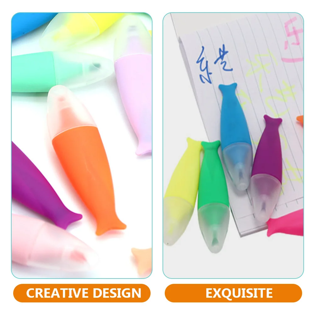 

12pcs Fluorescent Watercolor Pens Cartoon Highlighter Set For Students Coloring Marking Pens Assorted Multicolor