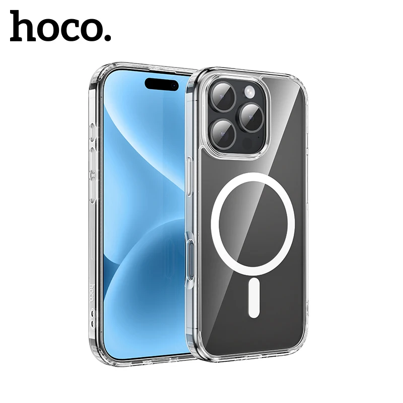 

HOCO Magnetic Phone Airbag Anti-Fall Case For iPhone 16 Pro Max Build In N52 Strong Magnets Shell For iPhone 16 Plus Funda Capas