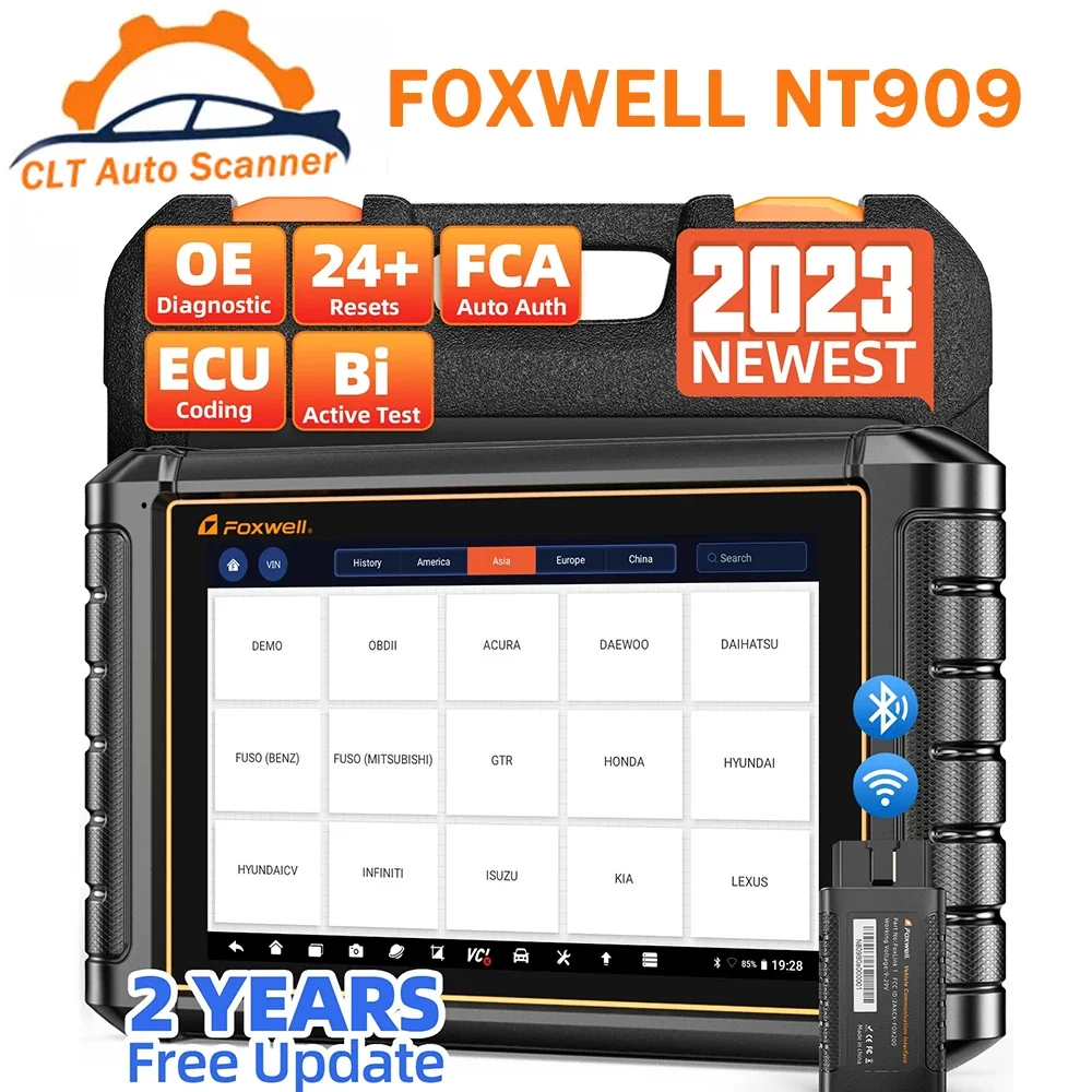 

FOXWELL NT909 OBD2 Wireless Bi-Directional Scan Tool ECU Coding 24+ Resets All System Car Diagnostic Scanner Upgraded NT809BT