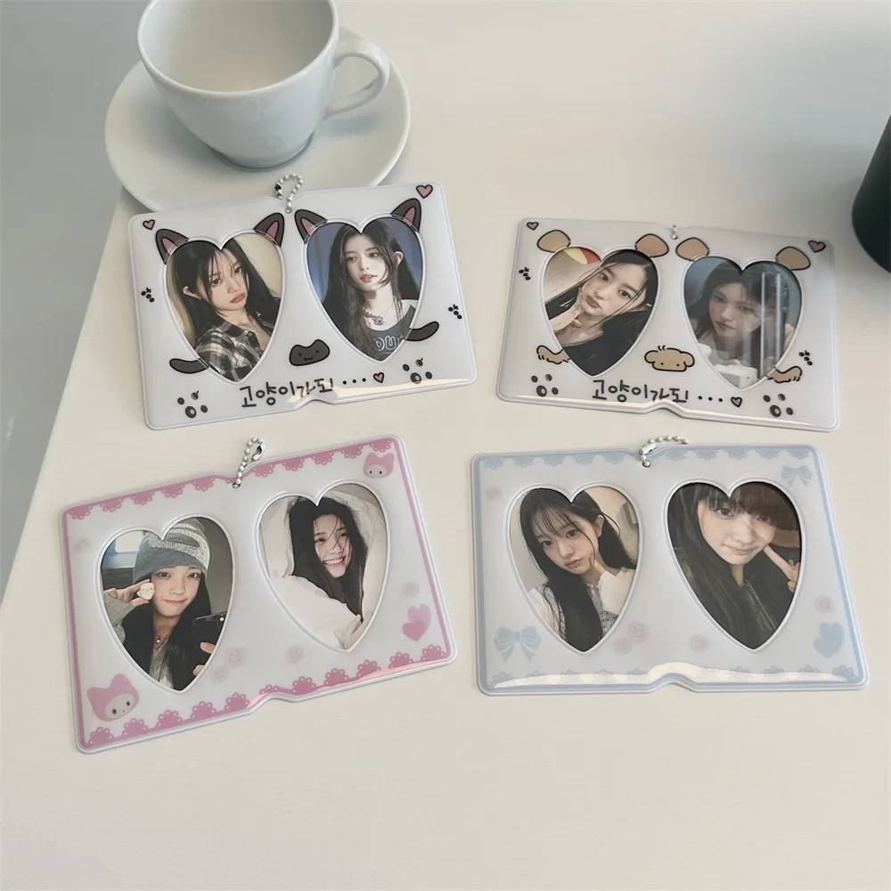 Niedlicher Doppelkartenhalter 3-Zoll-Paar-Fotoschutzhülle Kpop-Idol-Fotokartenhalter Anhänger-Ornamente – Detail 2