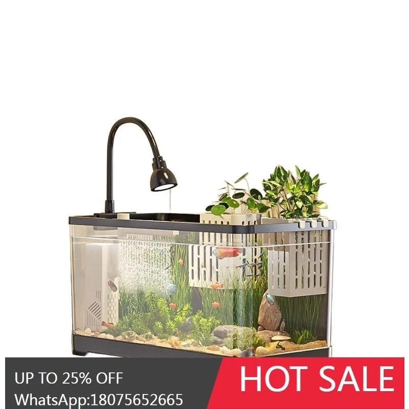 HLZ New Fish Tank Aquarium Desktop Ecological Goldfish Tank Plastic Transparent Living Room Landscaping Home Tank