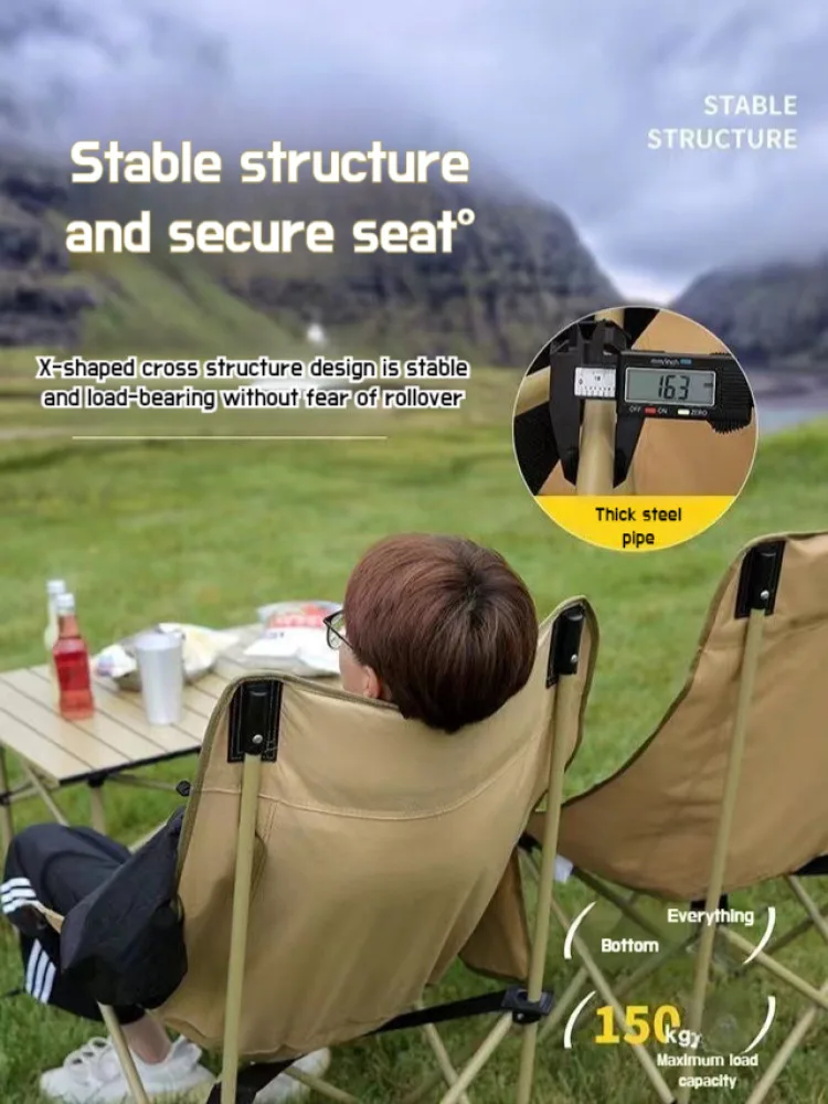 Multifunctional outdoor fishing chair Folding Camping Chair Beach Chair Durable Portable Folded Folding Chair Outdoor Moon Chair