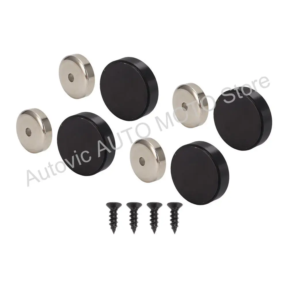 4 Stück/Set Universelle schwarze, stark magnetische Nummernschildhalter für vordere und hintere Nummernschilder – Detail 3