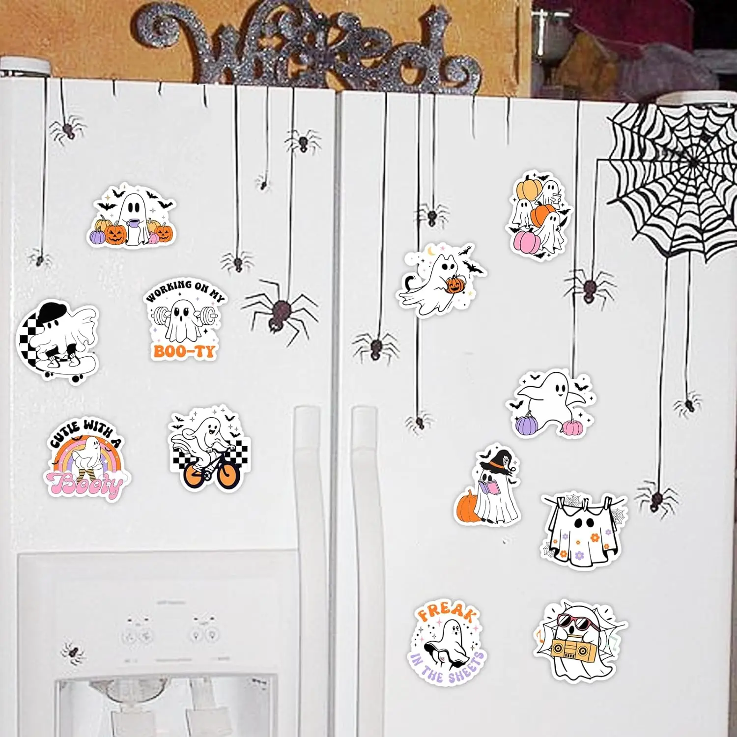 Kreatwow-Halloween Funny Fridge Magnets, Pumpkin Ghost Bat Refrigerator Stickers, Decals Decoration Supplies, 12 Pieces