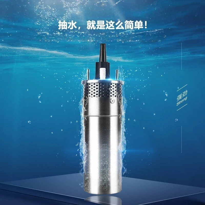 DC Solar Submersible Deep Well Pump 12V 24V Stainless Steel High Head Water Pump for Farm Irrigation Deep Well Water Intake