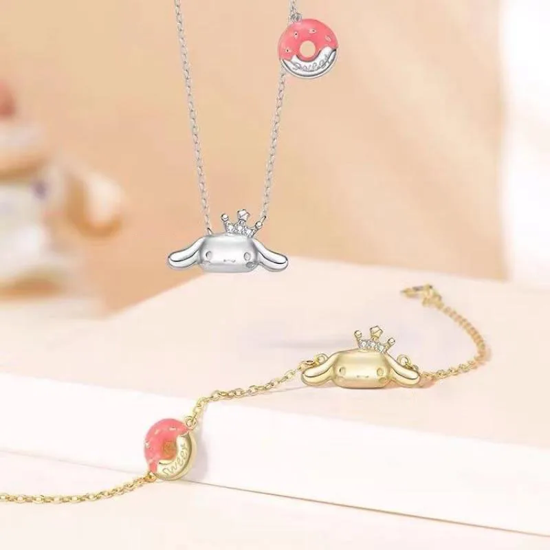 

Серебряное украшение Sanrio Cinnamoroll, браслет с мультяшным милым дизайном, Пончик, Подарочный подарок для лучшего друга на день рождения