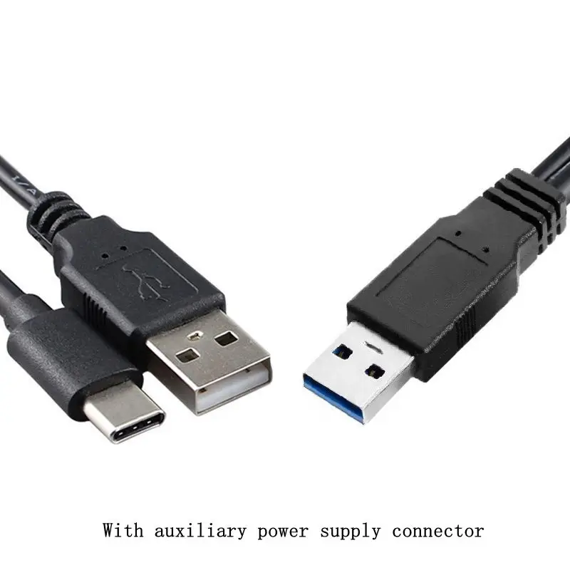 USB 3.0 Mobile Hard Drive Cable AM Male To Type-c Male Dual Y-shaped Data Transmission Cable Power Supply Up To 5Gbps