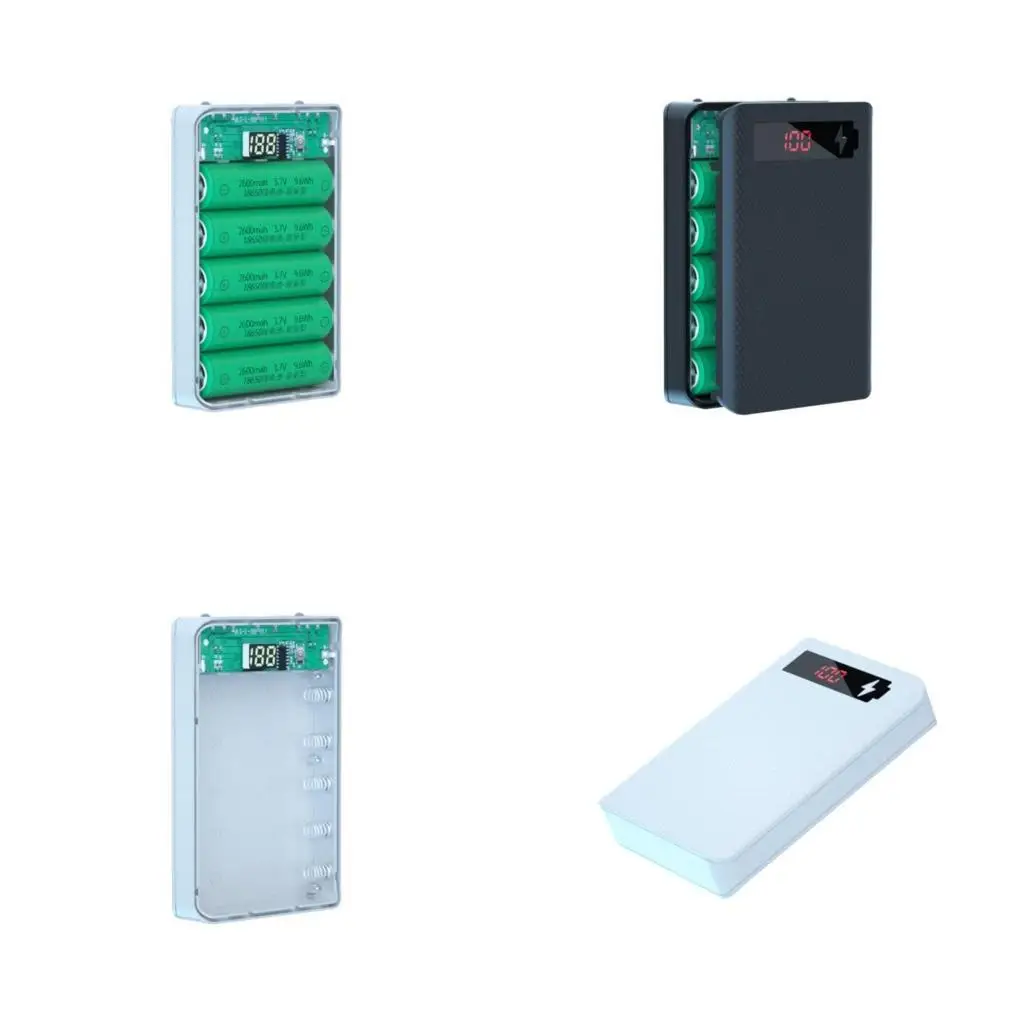 

Y1UB Multifunctional for Shell Box with 2 USB Output Ports 5 Slot Batteries Container DIY for Case