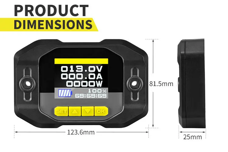 RV Caravan Auto Batterie Kapazität Anzeige Coulomb Spannung Test Ausrüstung ATEM POWER Tragbare 12V 100A Batterie Monitor Tester