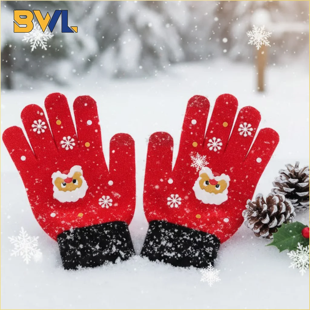 Warme Weihnachtshandschuhe aus Strick, Touchscreen, Fünf-Finger-Winterhandschuhe für Erwachsene und Kinder, weiches Thermo-Accessoire, perfektes Weihnachtsgeschenk