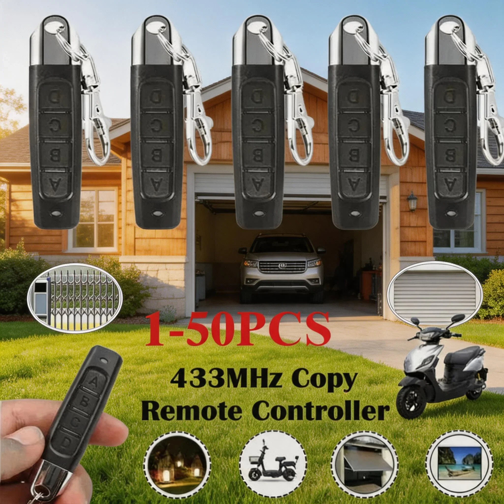 1-50PCS 433MHz Copy Remote Control Electric Garage Door Opener Wireless Controll Duplicator Clone Cloning Code