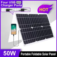 YINGFA 50W 18V Monocrystalline Solar Panel 4 USB Charging Ports Semi-Flexible Solar Battery Panel for Outdoor Power