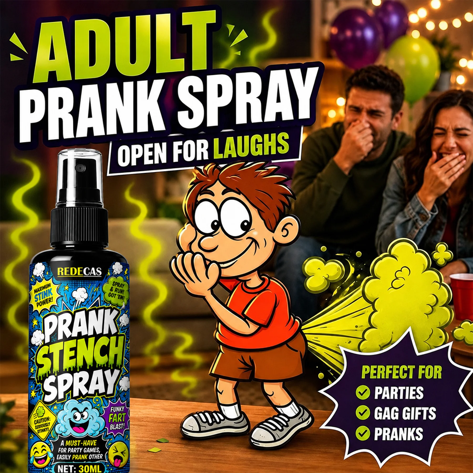 Long Lasting Stink Spray Prank Toy, Horrible Odor Trick Prop for Halloween April Fool Party Novelty Gift for Family