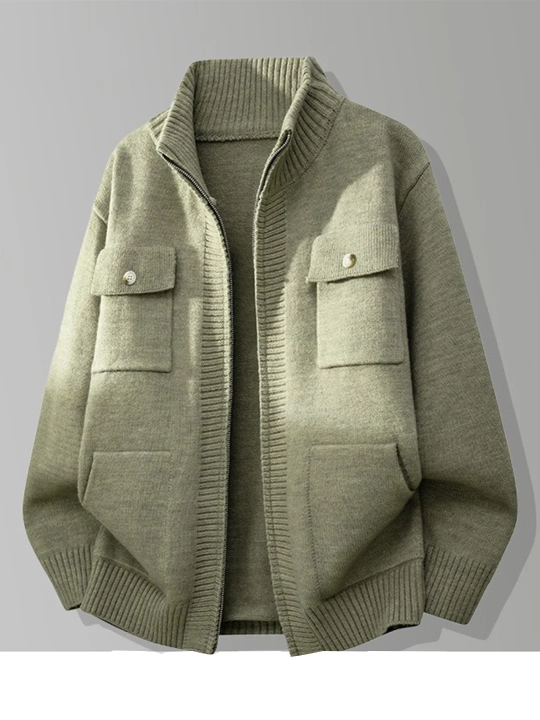 

American Retro Loose Fit Faionable Knitwear Men's Stand Collar Sweater Autumn Winter Open Cardigan Trendy Outerwear