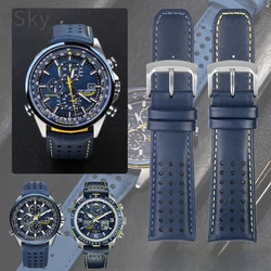 For Citizen Accessories Air 22 23 Eagle Blue Angel 1 2 Generation Genuine Leather Cowhide Men's Business Waterproof Watch Strap