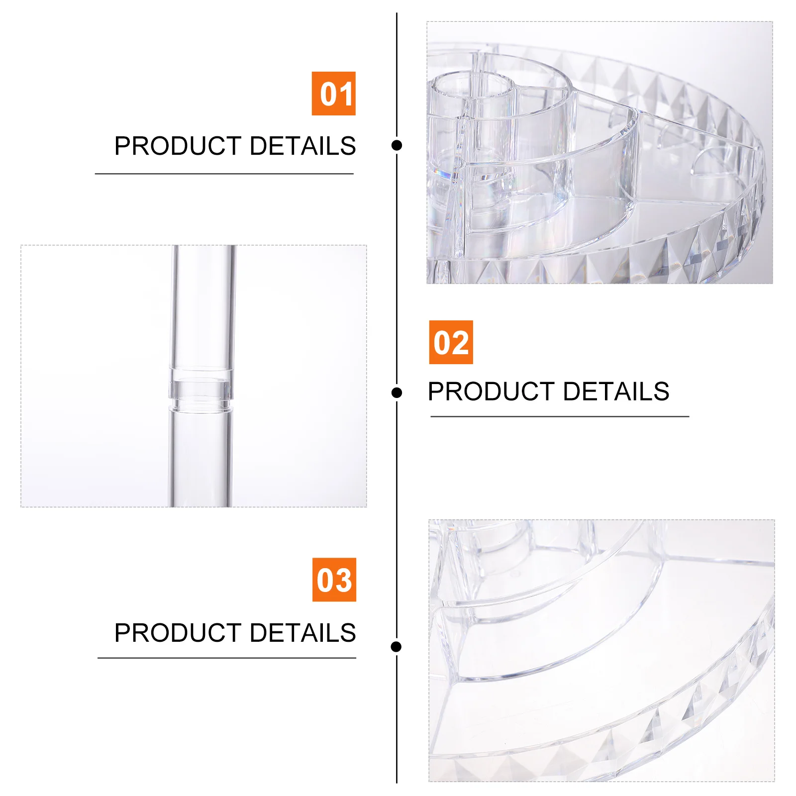 

1Pcs 360 Degree Rotating Storage Rack Transparent Easy Assembly Space Saving Organizer Bedroom Bathroom Display