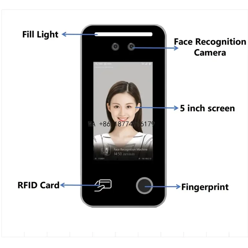 wmwmnu Zento Factory Price Access Control System Fashion 5 Inch Face Recognize Fingerprint Card All in One for Work
