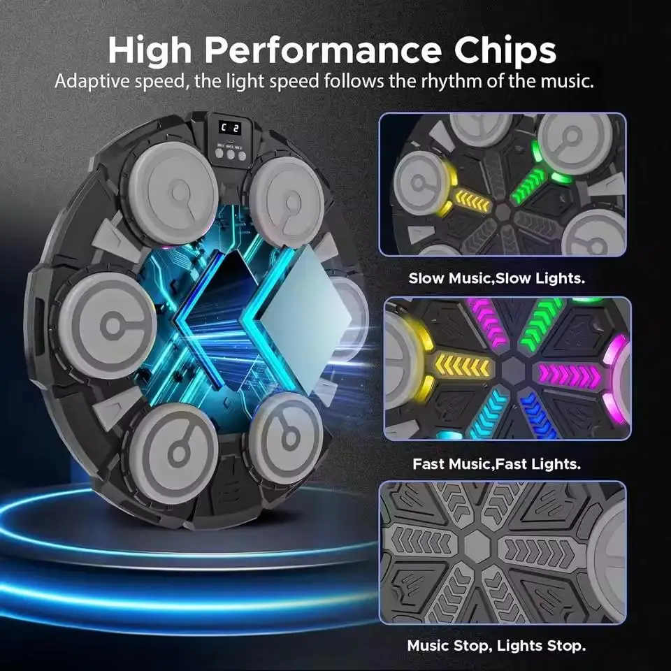 آلة الملاكمة الموسيقية الذكية الجديدة للكبار/الأطفال الرياضة اللياقة البدنية الملاكمة المدرب المنزل ممارسة الاستجابة التدريب الملاكمة جدار الهدف