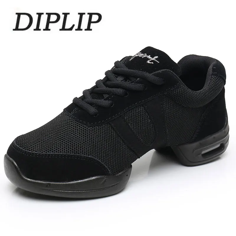 Men\'s and women\'s modern dance shoes Flat heel jazz dance shoes Low heel square dance shoes Mesh breathable dance shoes