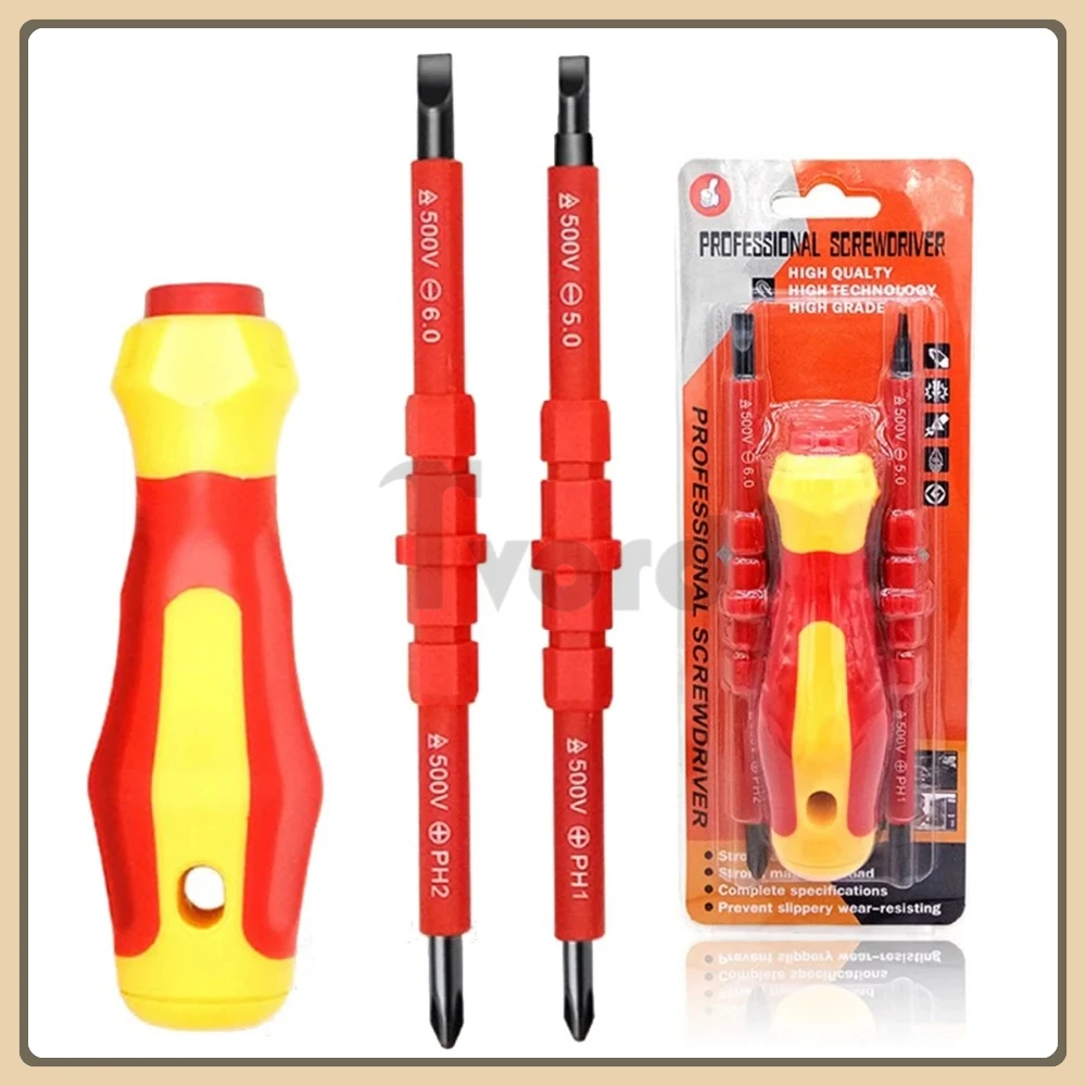 3 In 1 Insulated Screwdriver Set PH1/PH2 Multi-Purpose Screwdriver Electricians Slotted Cross Screwdriver Bit Tools Kit Set