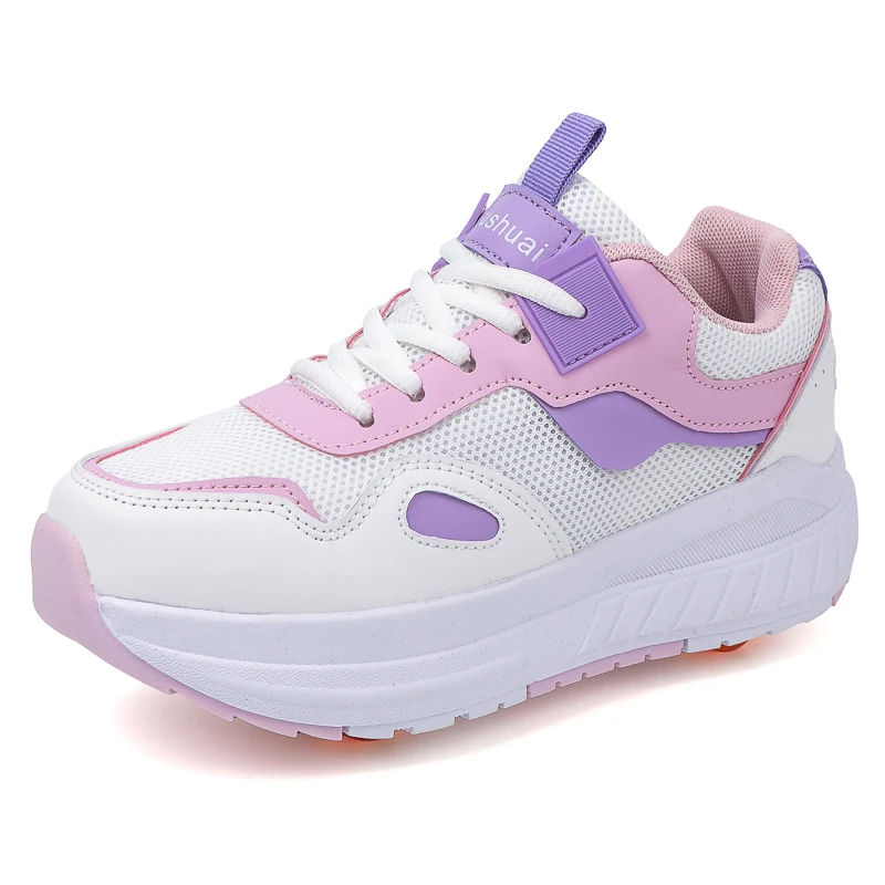 Kids Roller Skates 4 Wheels Detachable Wheeled Sneakers Girls Outdoor Sports Deformable Wheel Shoes - view 6