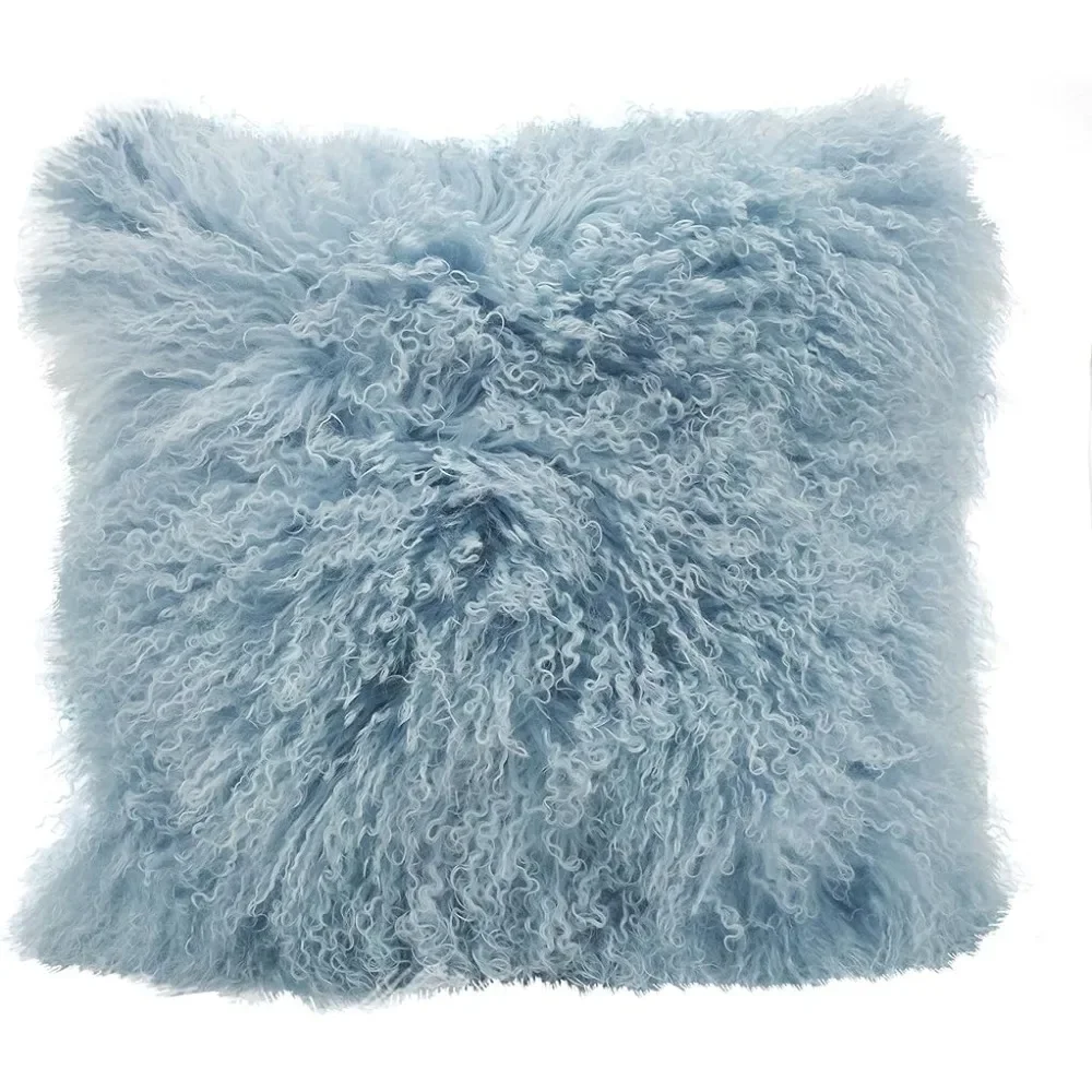 Mongolian Lamb Fur Throw Pillow with Poly Filling , Square,100% Wool  20