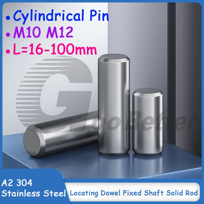 1/2pcs A2 304 Stainless Steel Cylindrical Pin M10 M12 Locating Dowel Fixed Shaft Solid Rod Length 16-100mm