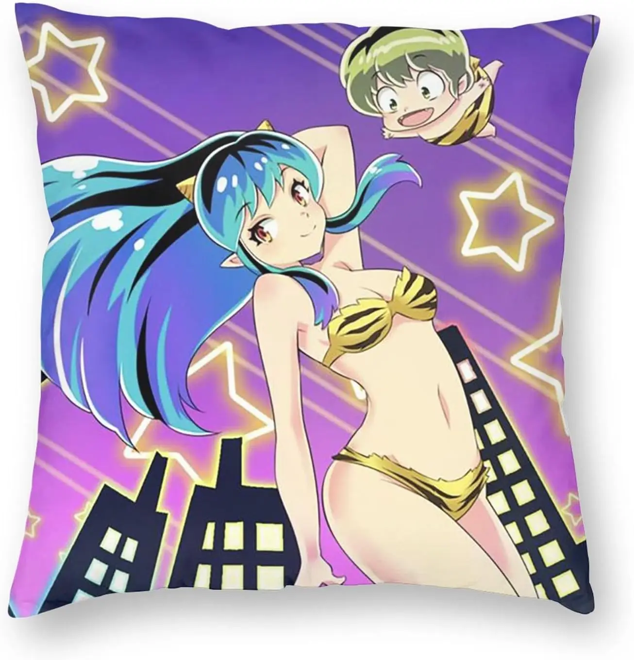 Urusei Yatsura Throw Pillow Covers Pillowcases Square Anime Decorative Covers Cushion 16