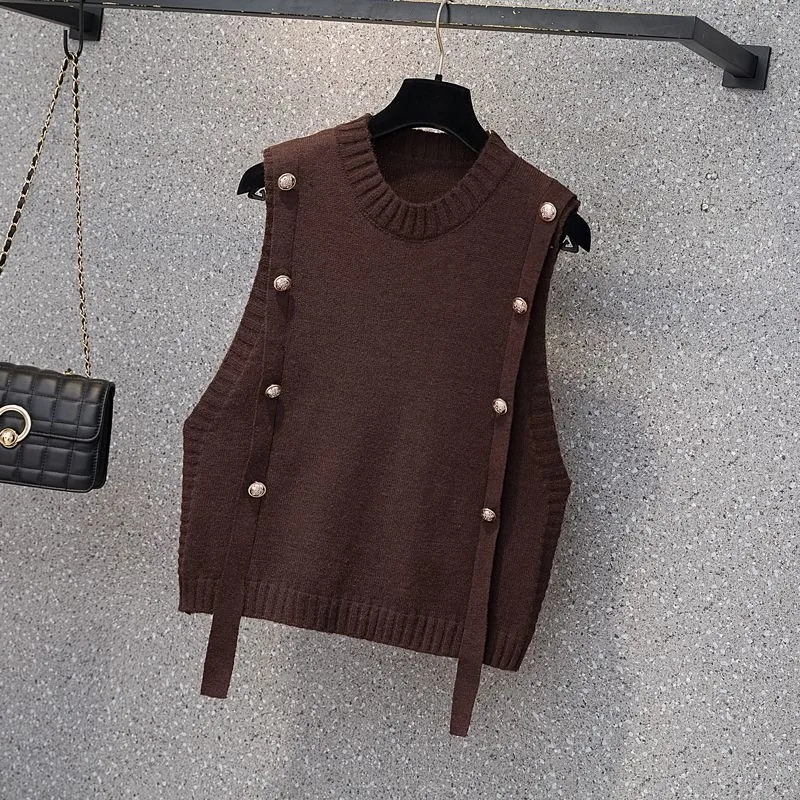 المرأة بلا أكمام ضئيلة محبوك سترة ، تانك الأعلى ، فضفاضة ، تتصدر ، الربيع والخريف ، جديدة #3