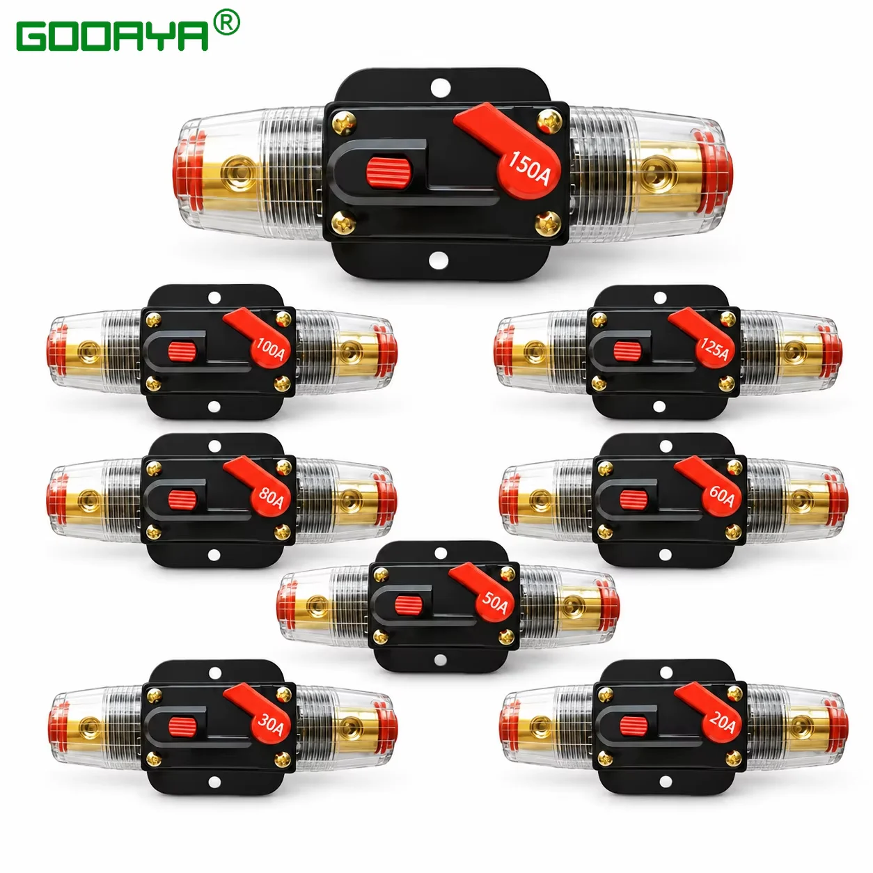 Image of Automatischer Sicherungsautomat 12V 24V 20A 30A 40A 50A 60A 80A 100A für Auto, Motorrad, Stereoanlage, Solarenergie, mit Rücksetzfunktion und Inverter