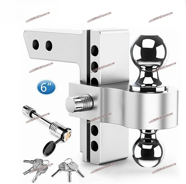 Trailer Arm Set Aluminum Alloy Anodized Silver Adjustable Square Port 2-6inch Double Ball Head