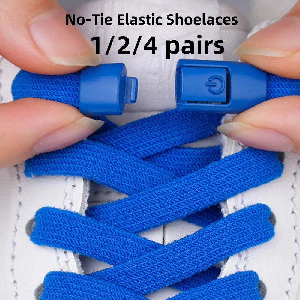1/2/4 pairs No-Tie Elastic Shoelaces with Lock – 115cm 8mm Spandex Lazy Shoe Laces for Sneakers Quick Slip-On Stretch Laces