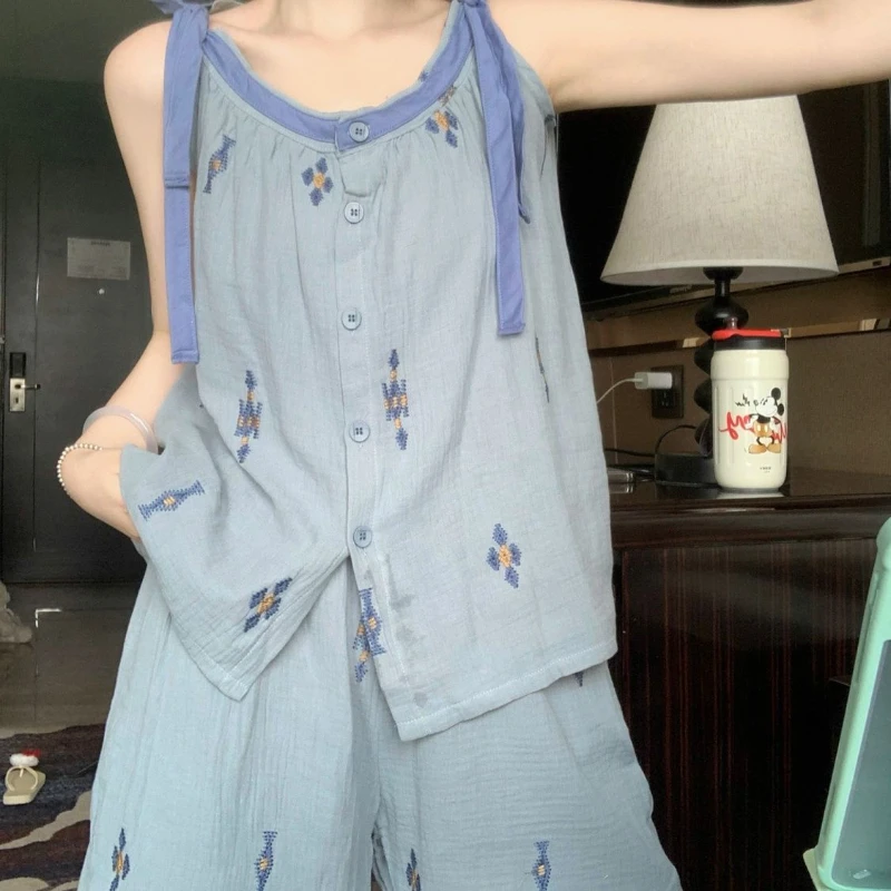 Pajama Pants Set Women's Clothing Homewear Summer Thin New Suspenders Cute Comfortable Casual Wearable Simple Stylish Versatile