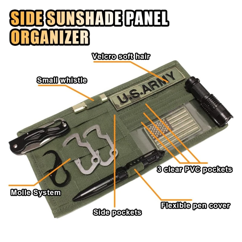 Tactical Army Hunting Universal Car Auto Visor Organizer Holder Case for Car Accessories Sun Visor Molle Organizador Bag Pouch