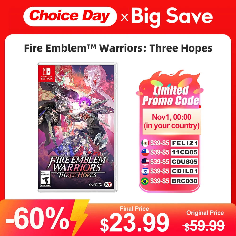 

Fire Emblem Warriors Three Hopes Nintendo Switch Physical Game Card for Switch OLED Lite Console Support TV Tabletop Palm Mode