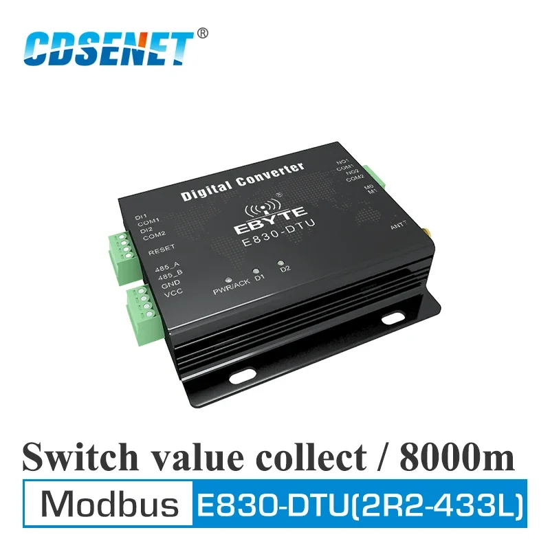 

Switch data Acquisition Wireless LoRa 433MHz Modbus 8km Long Range Transmitter and Receiver CDSENET E830-DTU(2R2-433L)