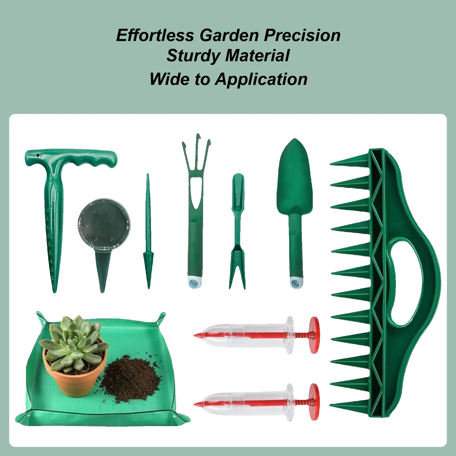 Gardening Hand Tools Set with Sowing Dispenser and Repotting Mat for Planting Seedlings Vegetables Flowers Cultivation