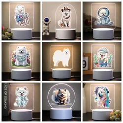 Fashion Samoyed Night Light 3D Illusion Lamp Bedside Rechargeable Dog Night Lights Children'S Christmas Gift