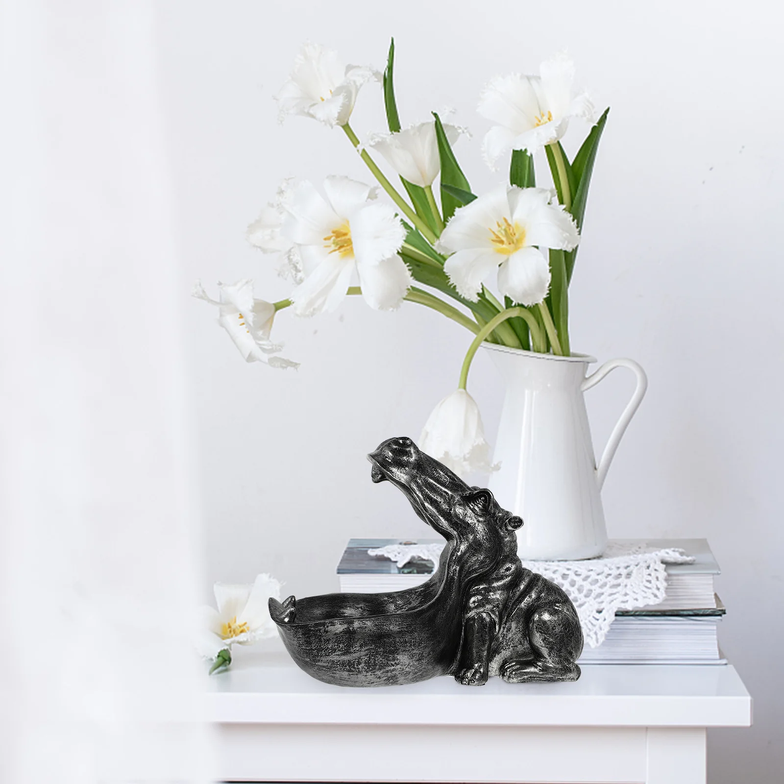 

1Pcs Hippos Resin Storage Container Creative Desktop Ornament for Home Office Table Sundry Holder Lovely Key Organizer