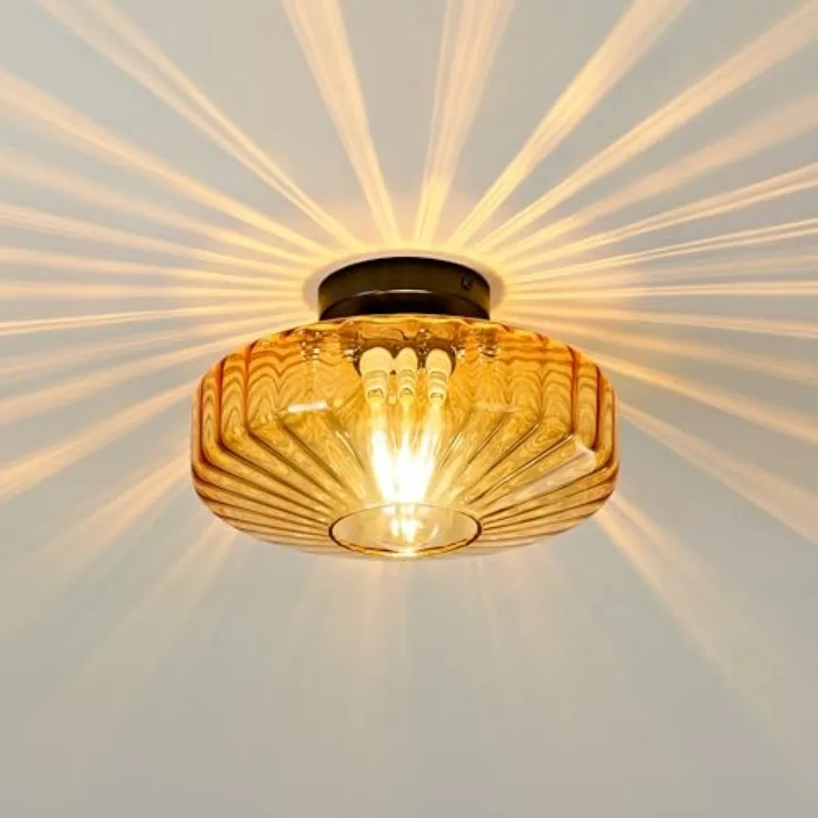 

Semi Flush Ceiling Lights - 12 in Vintage Mid Century Modern Lighting Fixture - Drum Unique Art Deco Mount Light Fixtures for H