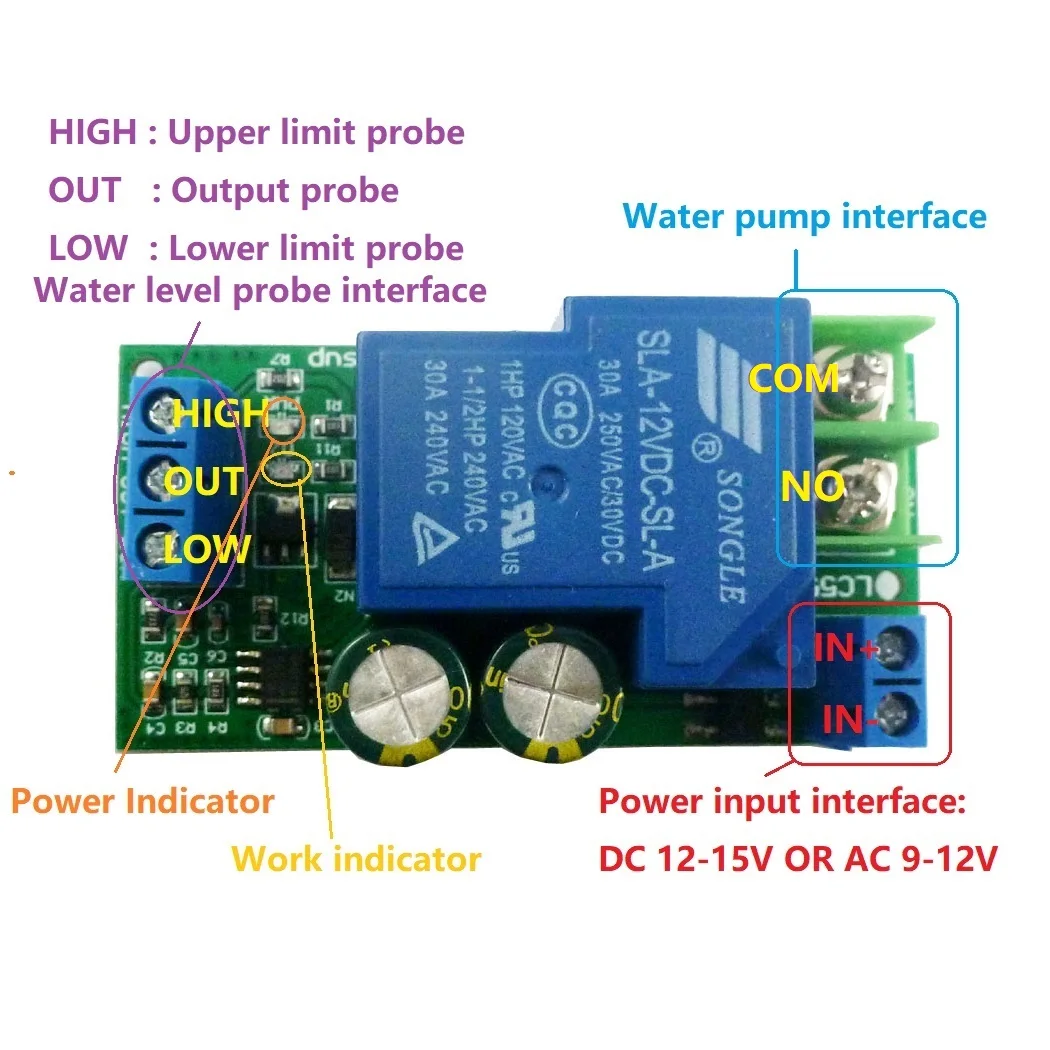 Smart Aquarium Water Level Controller 30A 12V AC/DC Auto Fill System with Sensor Solenoid Valve Pump Kit for Fish Tank