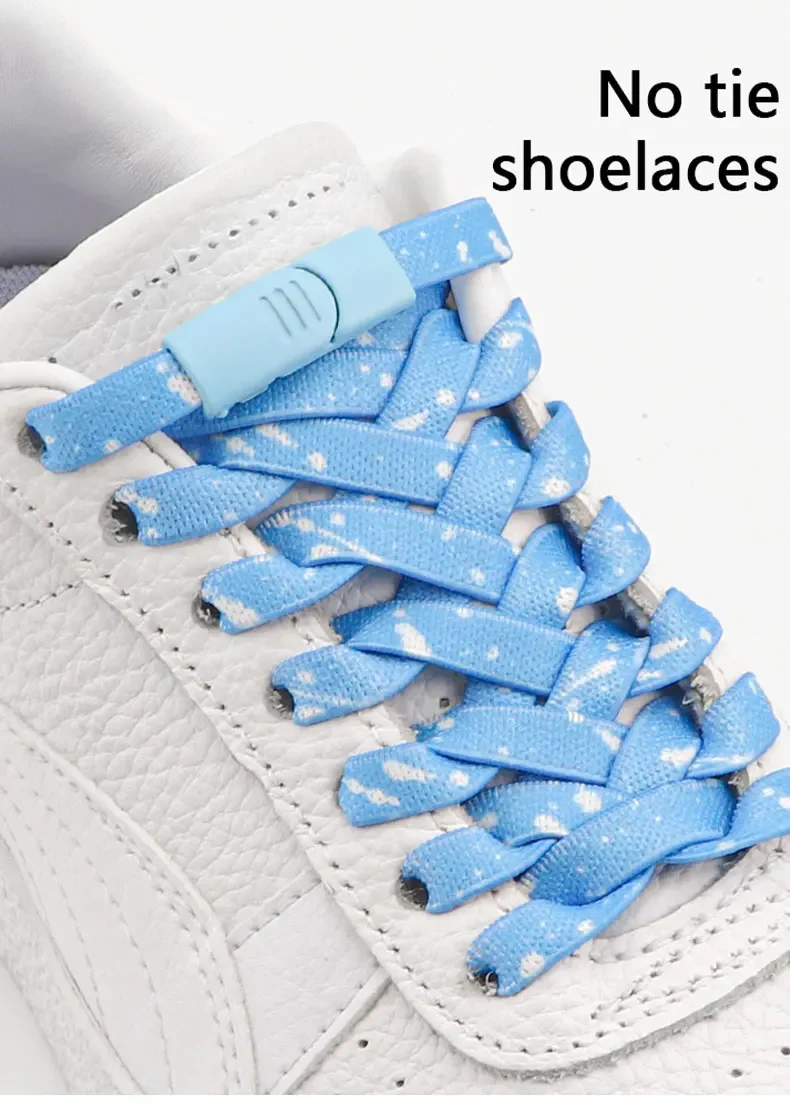Magnetische Schnallenverschluss-Schnürsenkel ohne Schnürsenkel, mit Spritzdruck-Motiv, flache, elastische Schnürsenkel für Sneaker, Kinder und Erwachsene, Schnürsenkel ohne Schnürung. – Detail 1