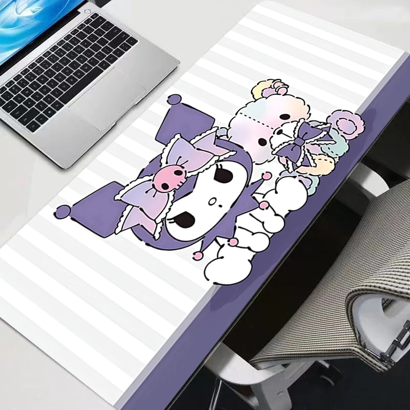 

Коврик для мыши 90x40 см Kuromi Kawaii, игровые аксессуары, коврик для ноутбука, компьютера, мини-ПК, геймерский коврик для клавиатуры, настольный коврик с застегивающимся краем