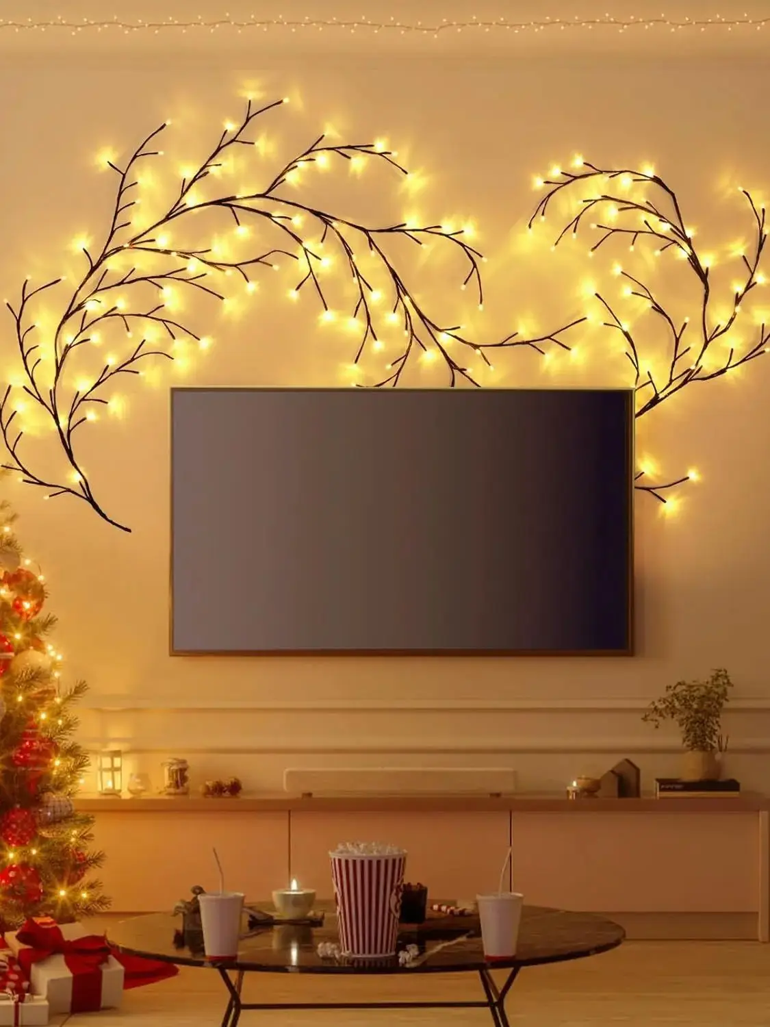 Weidenrebenlicht, USB-betrieben, Ast, biegbare Zweige, 8 Modi, Lichterkette für Zuhause, Schlafzimmer, Wand, Outdoor, Partys, Urlaub – Detail 1
