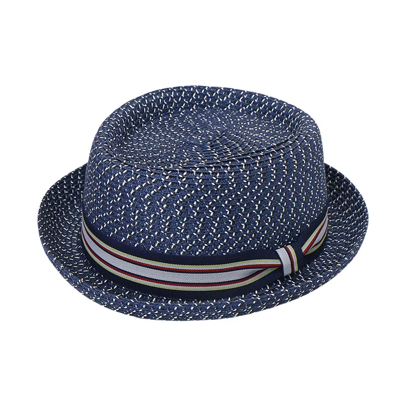 Unisex Mixed Color Paper Braid Sun Hat Curved Brim Round Ring Top UV Protection Casual Beach