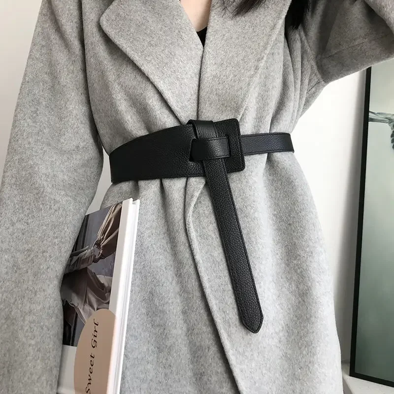 

Designer Belts for Women Girdles High Quality Knot Soft Pu Leather Long Cummerbunds Wide Coat Ceinture Dress Waistband Cintos